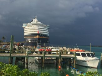 disney cruise line wonder in port at castaway cay