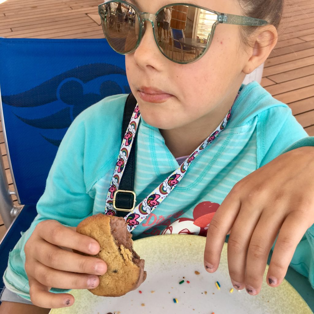 eating DIY disney cruise ice cream sandwich